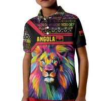 Angola Kid Polo Shirt with Multicolor Tribal Design and Vibrant Lion - Wonder Print Shop