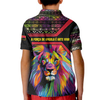 Angola Kid Polo Shirt with Multicolor Tribal Design and Vibrant Lion - Wonder Print Shop