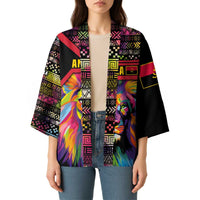 Angola Kimono with Multicolor Tribal Design and Vibrant Lion - Wonder Print Shop