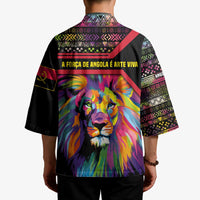 Angola Kimono with Multicolor Tribal Design and Vibrant Lion - Wonder Print Shop