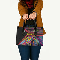 Angola Leather Bag with Multicolor Tribal Design and Vibrant Lion - Wonder Print Shop