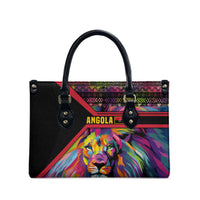 Angola Leather Bag with Multicolor Tribal Design and Vibrant Lion - Wonder Print Shop