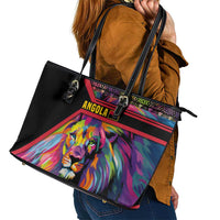 Angola Leather Tote Bag with Multicolor Tribal Design and Vibrant Lion - Wonder Print Shop