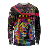 Angola Long Sleeve Shirt with Multicolor Tribal Design and Vibrant Lion - Wonder Print Shop