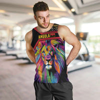 Angola Men Tank Top with Multicolor Tribal Design and Vibrant Lion - Wonder Print Shop