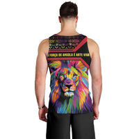 Angola Men Tank Top with Multicolor Tribal Design and Vibrant Lion - Wonder Print Shop