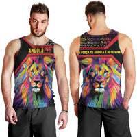 Angola Men Tank Top with Multicolor Tribal Design and Vibrant Lion - Wonder Print Shop