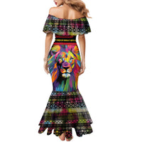 Angola Mermaid Dress with Multicolor Tribal Design and Vibrant Lion - Wonder Print Shop