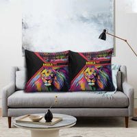 Angola Pillow Cover with Multicolor Tribal Design and Vibrant Lion - Wonder Print Shop