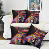 Angola Pillow Cover with Multicolor Tribal Design and Vibrant Lion - Wonder Print Shop