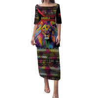 Angola Puletasi with Multicolor Tribal Design and Vibrant Lion - Wonder Print Shop