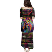 Angola Puletasi with Multicolor Tribal Design and Vibrant Lion - Wonder Print Shop