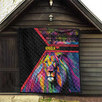 Angola Quilt with Multicolor Tribal Design and Vibrant Lion - Wonder Print Shop