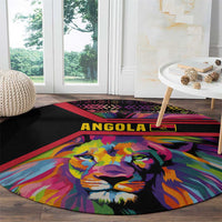 Angola Round Carpet with Multicolor Tribal Design and Vibrant Lion - Wonder Print Shop