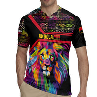 Angola Rugby Jersey with Multicolor Tribal Design and Vibrant Lion - Wonder Print Shop