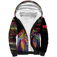 Angola Sherpa Hoodie with Multicolor Tribal Design and Vibrant Lion - Wonder Print Shop