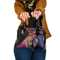 Angola Shoulder Handbag with Multicolor Tribal Design and Vibrant Lion - Wonder Print Shop