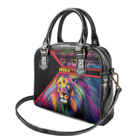 Angola Shoulder Handbag with Multicolor Tribal Design and Vibrant Lion - Wonder Print Shop