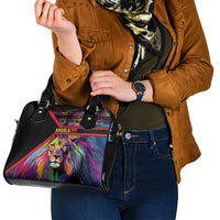 Angola Shoulder Handbag with Multicolor Tribal Design and Vibrant Lion - Wonder Print Shop
