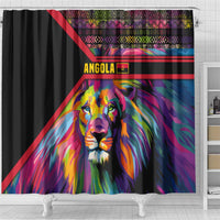 Angola Shower Curtain with Multicolor Tribal Design and Vibrant Lion - Wonder Print Shop