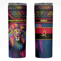 Angola Skinny Tumbler with Multicolor Tribal Design and Vibrant Lion - Wonder Print Shop