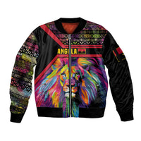 Angola Sleeve Zip Bomber Jacket with Multicolor Tribal Design and Vibrant Lion - Wonder Print Shop