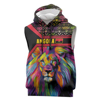 Angola Sleeveless Hoodie with Multicolor Tribal Design and Vibrant Lion - Wonder Print Shop