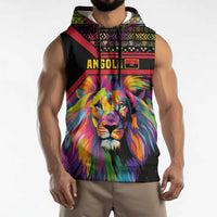 Angola Sleeveless Hoodie with Multicolor Tribal Design and Vibrant Lion - Wonder Print Shop