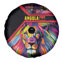 Angola Spare Tire Cover with Multicolor Tribal Design and Vibrant Lion - Wonder Print Shop