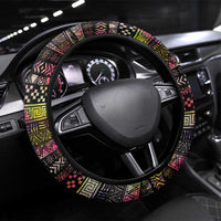 Angola Steering Wheel Cover with Multicolor Tribal Design and Vibrant Lion - Wonder Print Shop