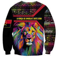 Angola Sweatshirt with Multicolor Tribal Design and Vibrant Lion - Wonder Print Shop
