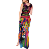 Angola Tank Maxi Dress with Multicolor Tribal Design and Vibrant Lion - Wonder Print Shop