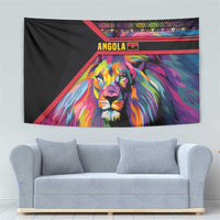 Angola Tapestry with Multicolor Tribal Design and Vibrant Lion - Wonder Print Shop