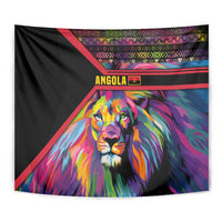Angola Tapestry with Multicolor Tribal Design and Vibrant Lion - Wonder Print Shop