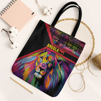 Angola Tote Bag with Multicolor Tribal Design and Vibrant Lion - Wonder Print Shop