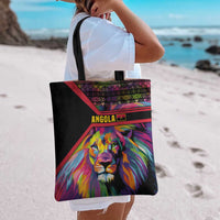 Angola Tote Bag with Multicolor Tribal Design and Vibrant Lion - Wonder Print Shop