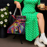 Angola Tote Bag with Multicolor Tribal Design and Vibrant Lion - Wonder Print Shop