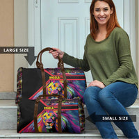Angola Travel Bag with Multicolor Tribal Design and Vibrant Lion - Wonder Print Shop