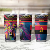 Angola Tumbler Cup with Multicolor Tribal Design and Vibrant Lion - Wonder Print Shop