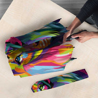 Angola Umbrella with Multicolor Tribal Design and Vibrant Lion - Wonder Print Shop