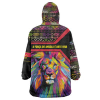 Angola Wearable Blanket Hoodie with Multicolor Tribal Design and Vibrant Lion - Wonder Print Shop