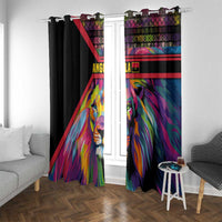 Angola Window Curtain with Multicolor Tribal Design and Vibrant Lion - Wonder Print Shop