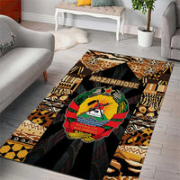 Mozambique Area Rug with Black Brown Tribal Design and National Emblem - Wonder Print Shop