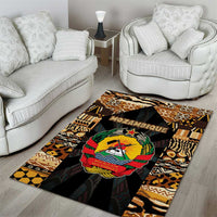Mozambique Area Rug with Black Brown Tribal Design and National Emblem - Wonder Print Shop