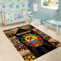 Mozambique Area Rug with Black Brown Tribal Design and National Emblem - Wonder Print Shop
