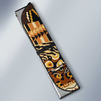 Mozambique Auto Sun Shade with Black Brown Tribal Design and National Emblem - Wonder Print Shop