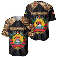 Mozambique Baseball Jersey with Black Brown Tribal Design and National Emblem - Wonder Print Shop