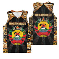 Mozambique Basketball Jersey with Black Brown Tribal Design and National Emblem - Wonder Print Shop