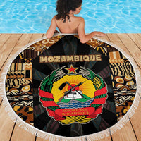 Mozambique Beach Blanket with Black Brown Tribal Design and National Emblem - Wonder Print Shop