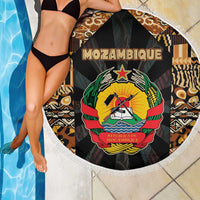 Mozambique Beach Blanket with Black Brown Tribal Design and National Emblem - Wonder Print Shop